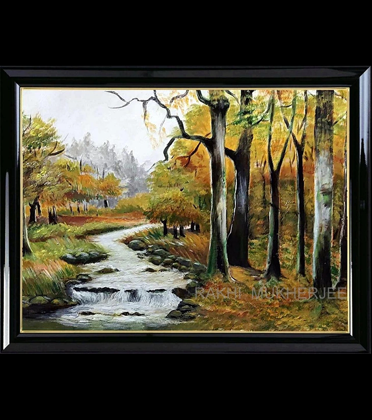 Premium Nature Landscape Art – "Whispers of the Woods" Original Oil Canvas by Rakhi Mukherjee | Indi Temptation