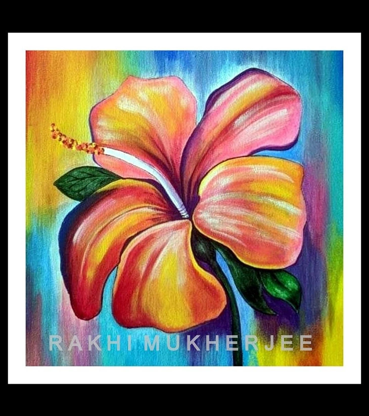 Premium Botanical Fine Art – "Radiant Bloom" Handcrafted Acrylic Canvas by Rakhi Mukherjee | Indi Temptation