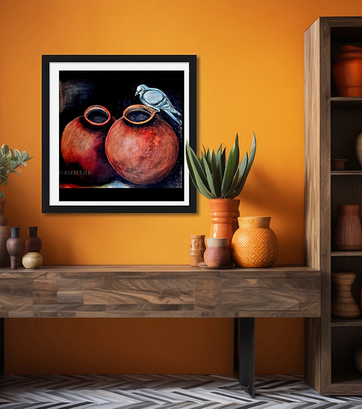 Premium Rustic Fine Art – "Earthen Companionship" Handcrafted Acrylic Canvas by Rakhi Mukherjee | Indi Temptation