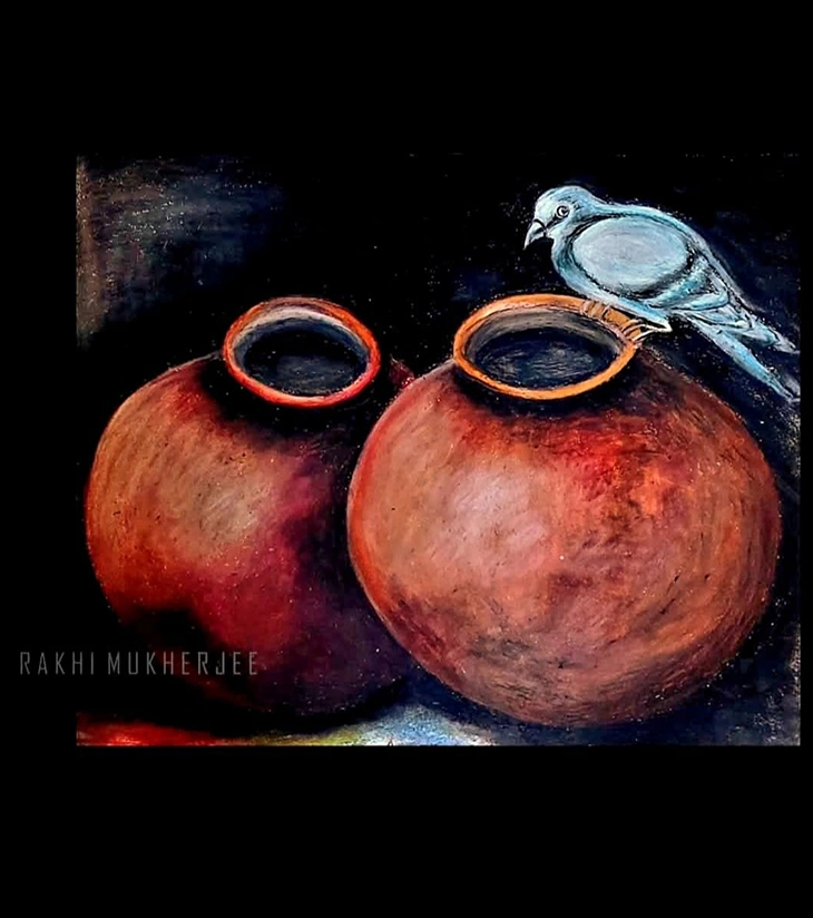 Premium Rustic Fine Art – "Earthen Companionship" Handcrafted Acrylic Canvas by Rakhi Mukherjee | Indi Temptation