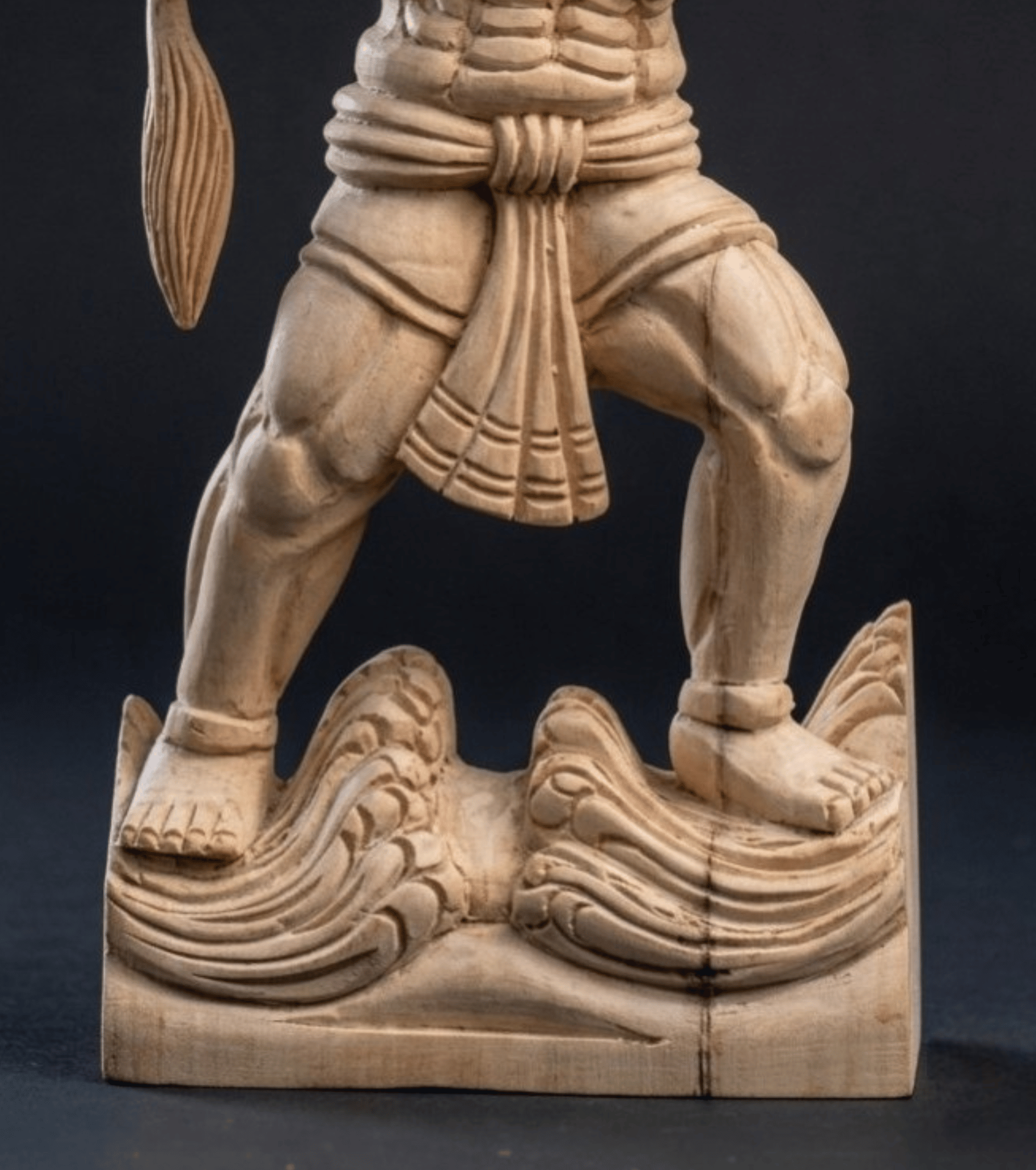 Handcrafted Wooden Hanuman Ji Carrying Shivling Idol Premium Sankat Mochan Sculpture Hand Carved Pure Wood 1 ft
