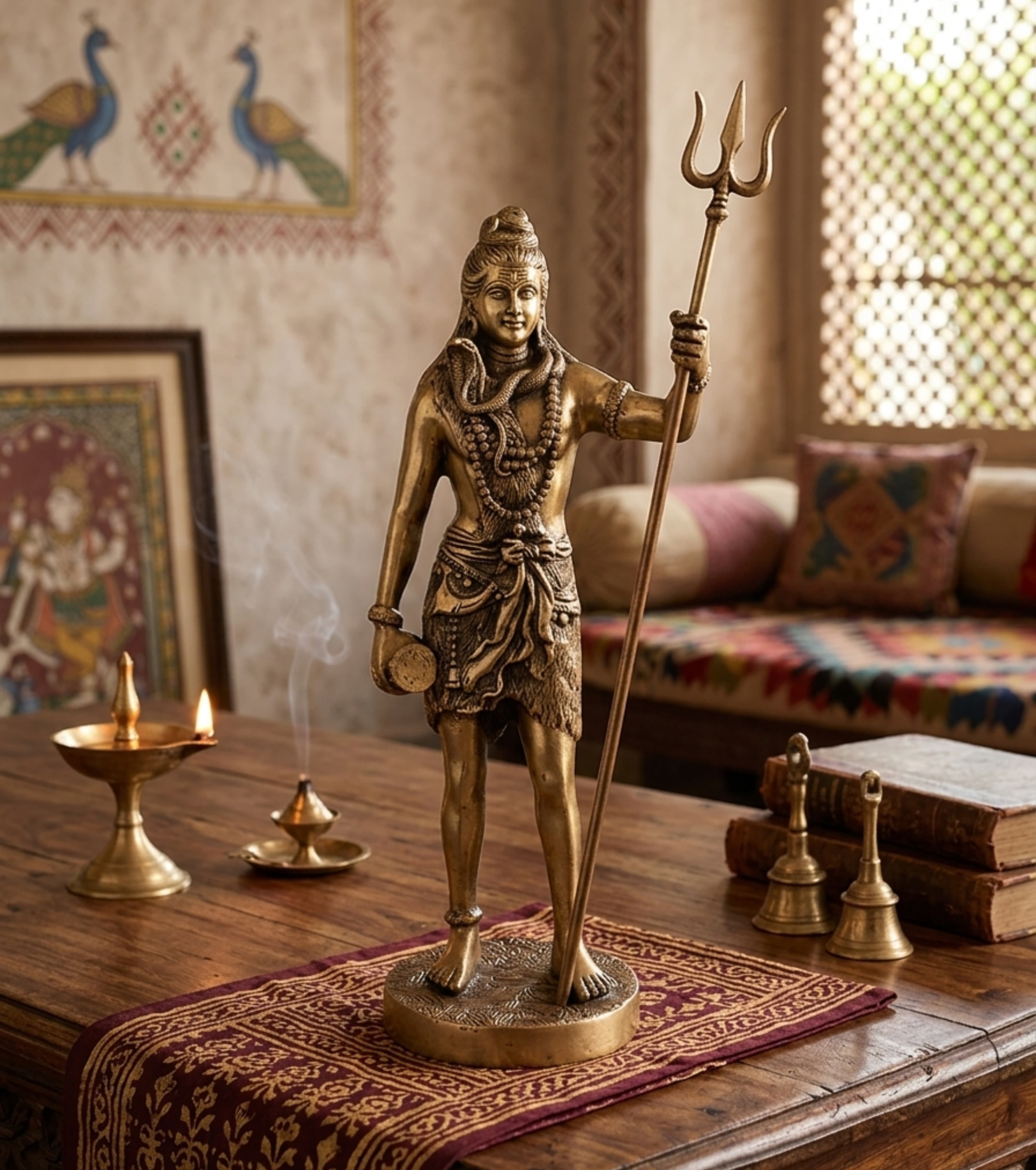 Premium Handcrafted Dokra Standing Shiva (Mahadev) with Trishul Sculpture – 19" Heritage Idol | Indi Temptation