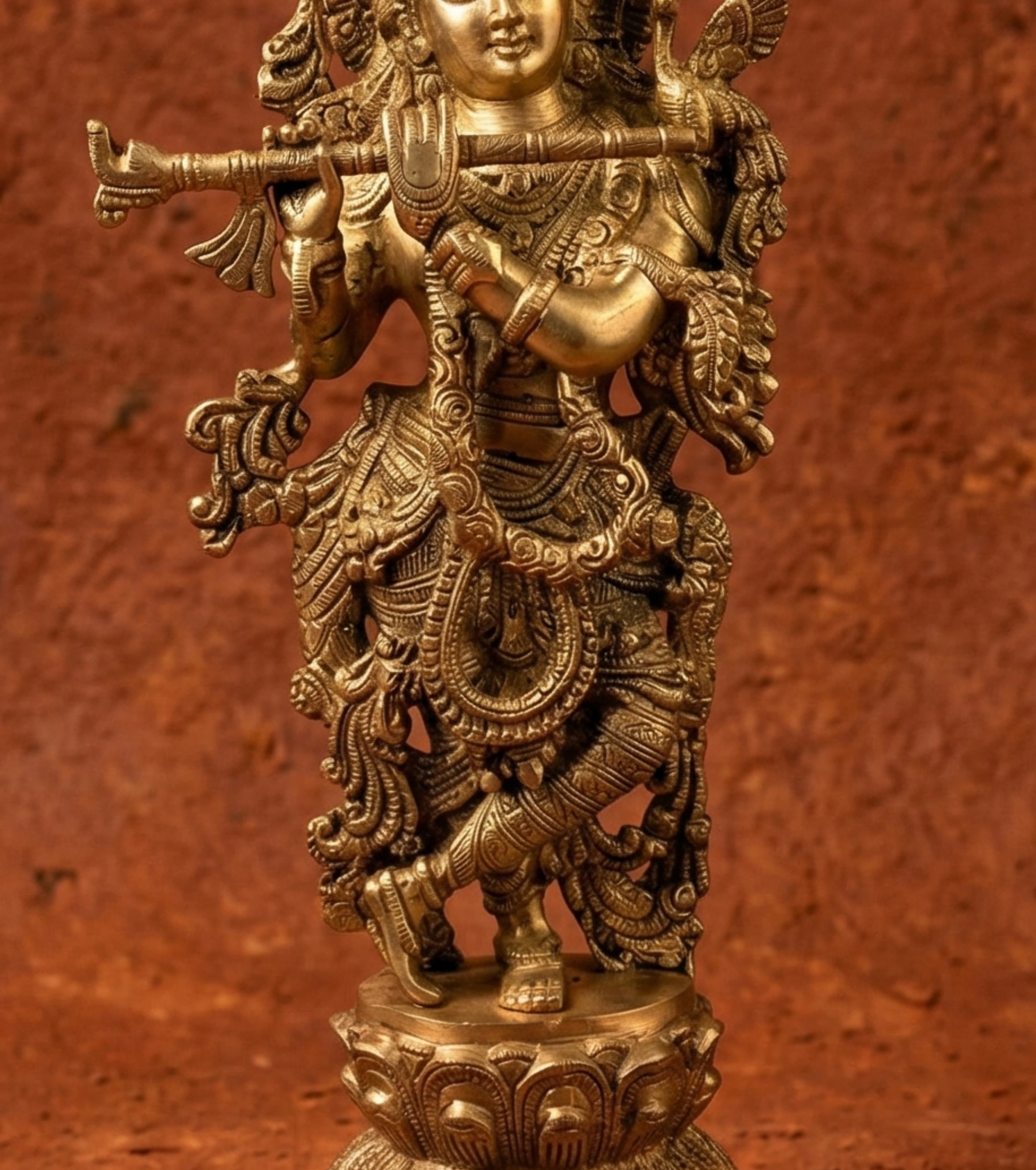 Brass Krishna Idol (18")