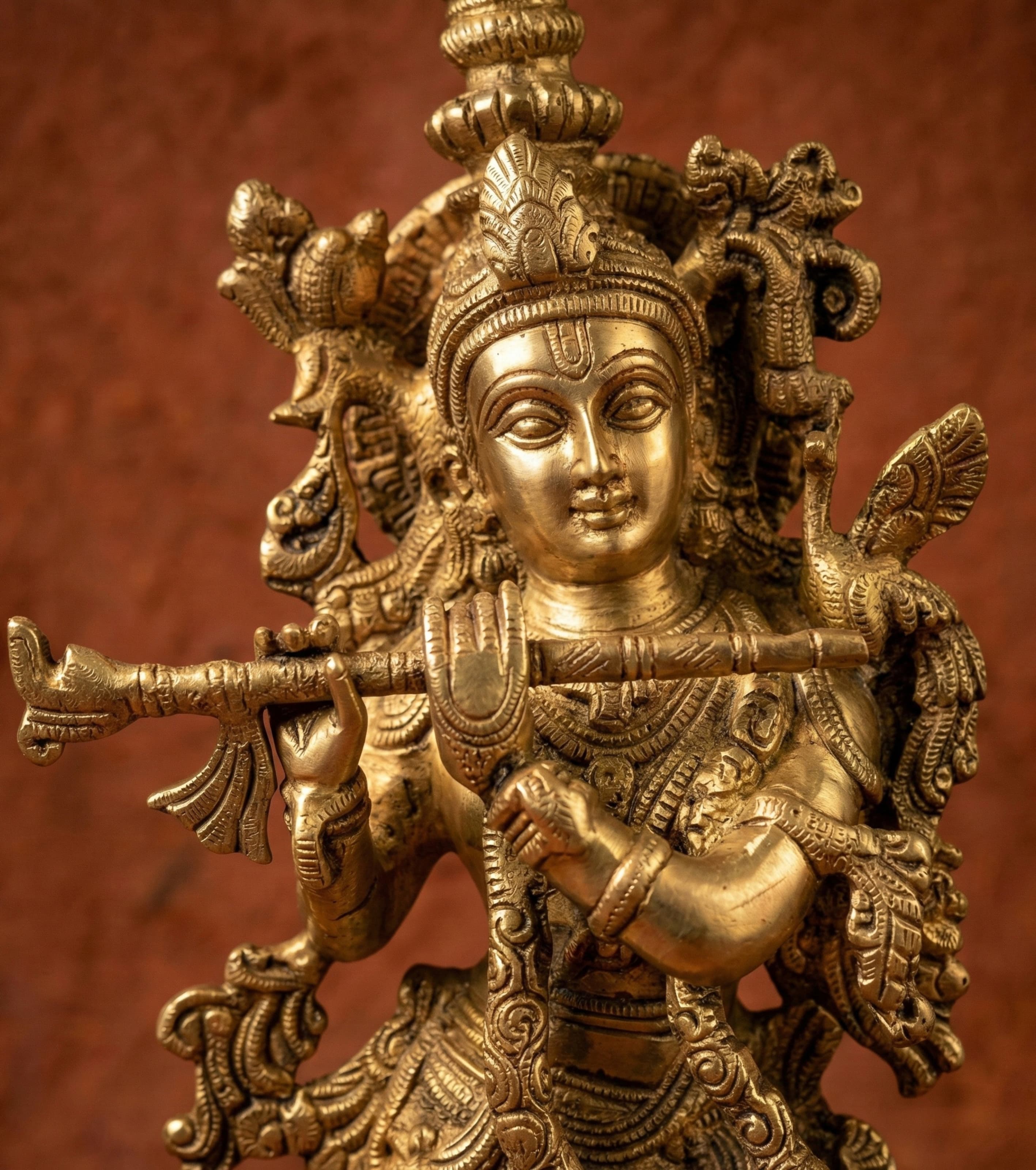 Brass Krishna Idol (18")