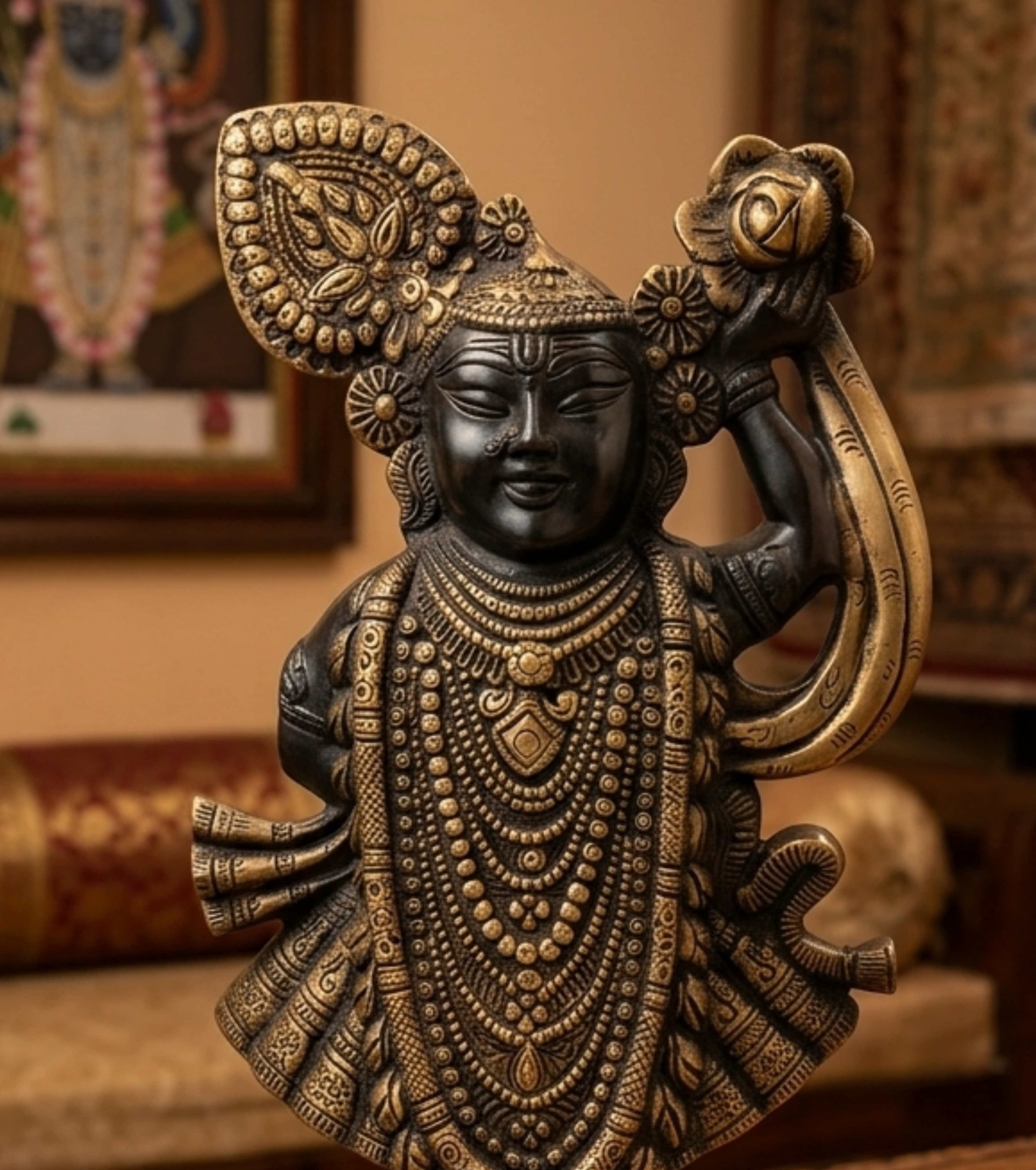 Shrinathji brass statue (12")