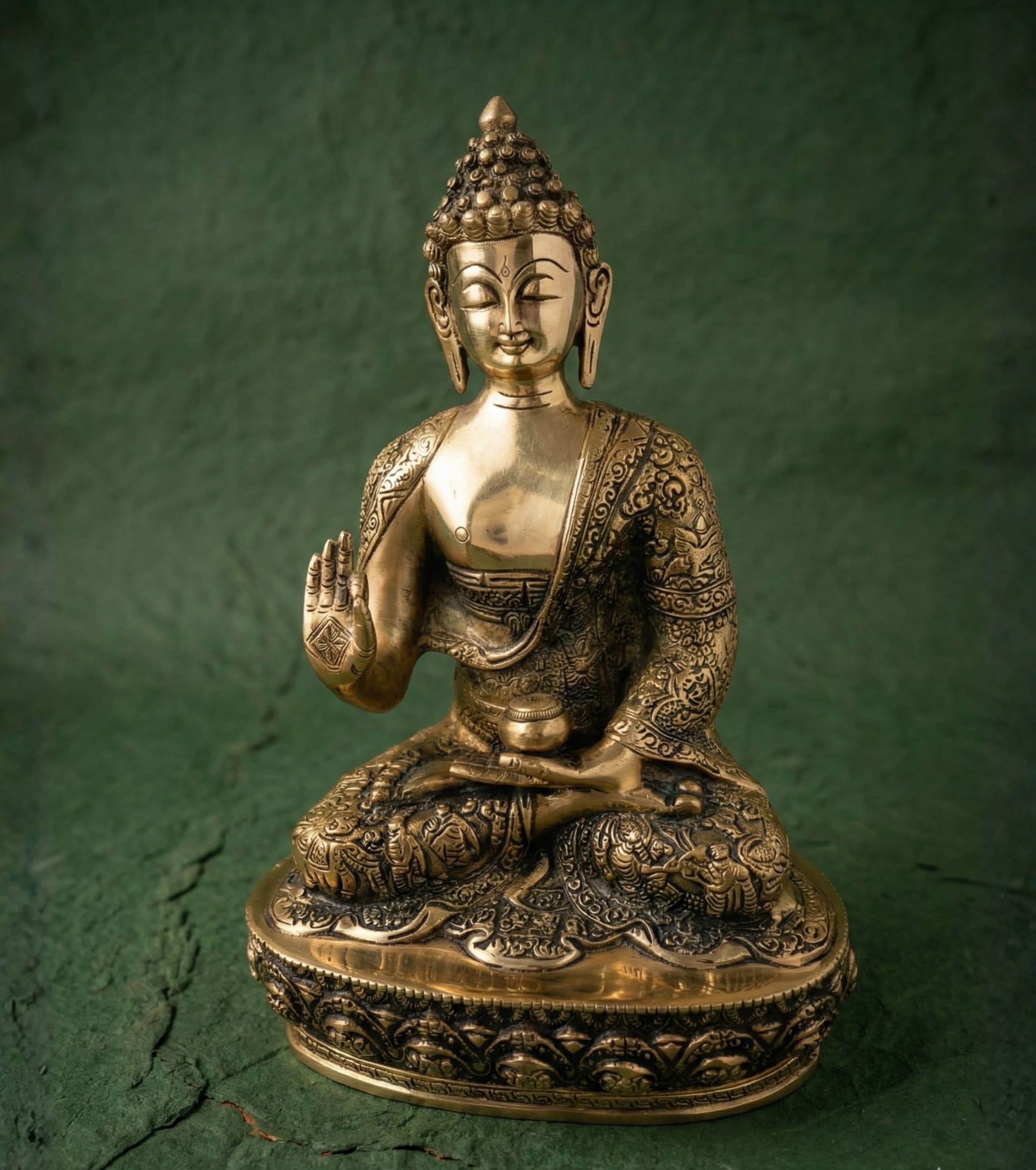 Premium Handcrafted Dokra Meditating Buddha in Abhaya Mudra Sculpture – 12" Heritage Idol | Indi Temptation