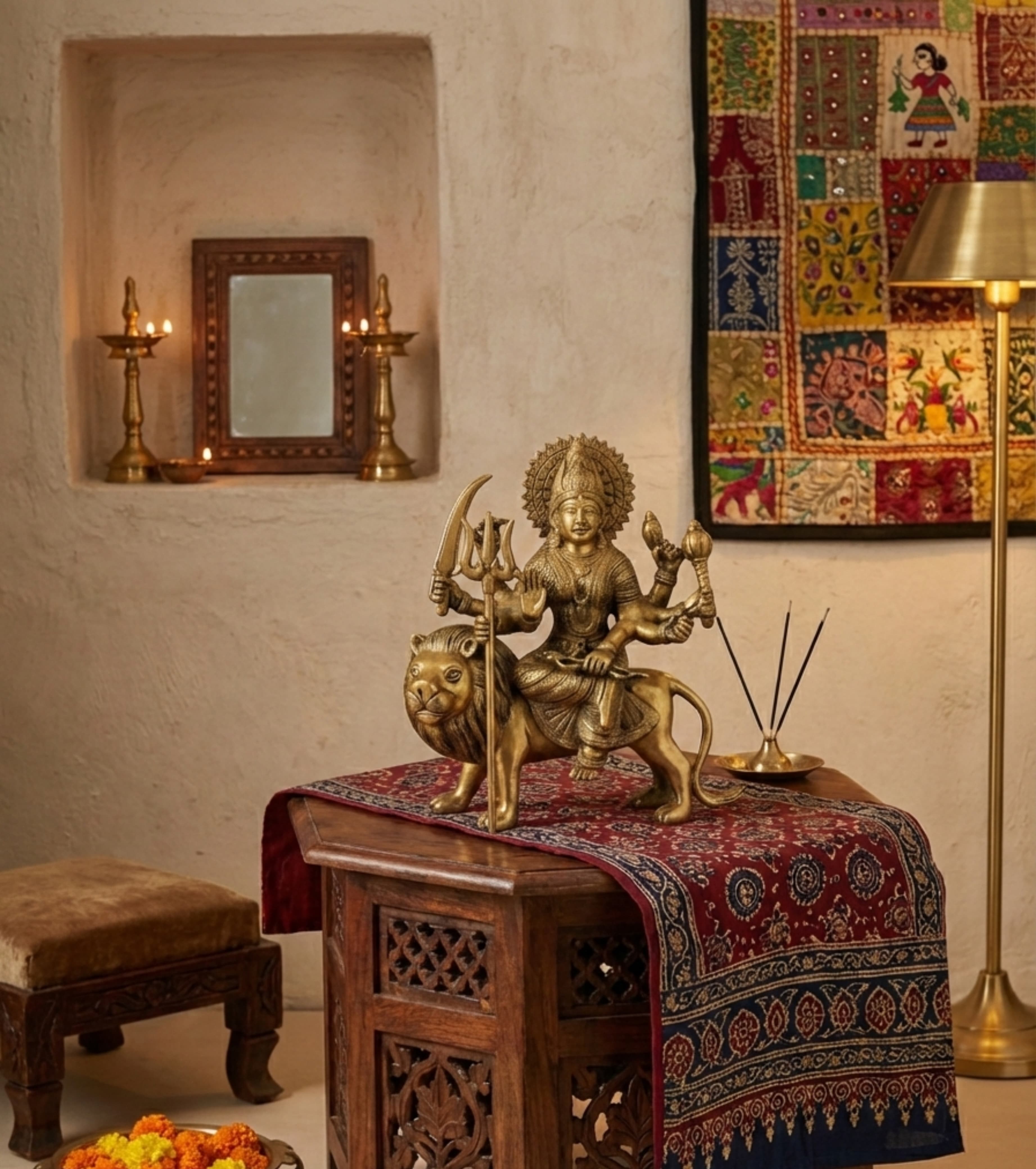 Sherawali Mata Sculpture (9")
