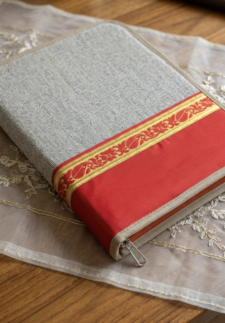 Premium Jute & Fabric Designer File Folder (MOQ 50pcs)(For Bulk enquiry, Please contact @8100384587)