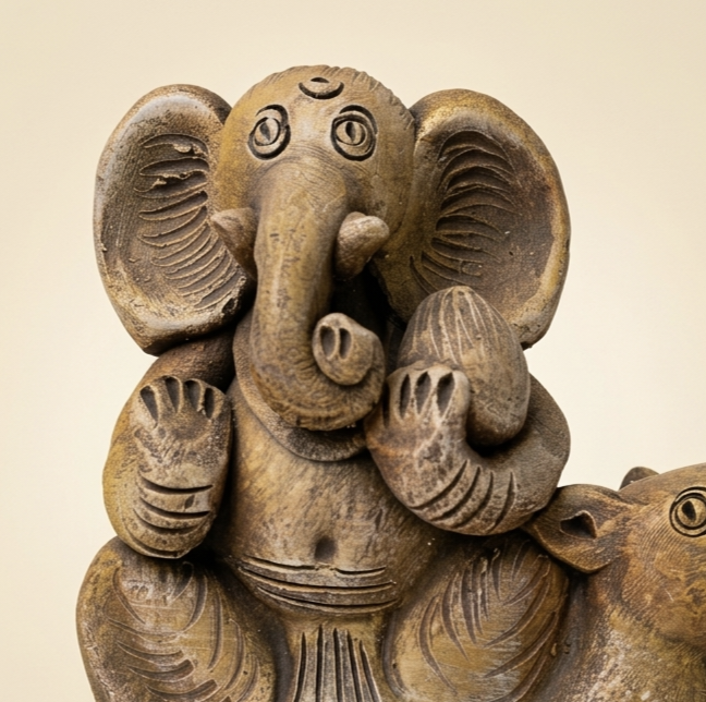 Handcrafted Terracotta Ganesha with Mushakraj (50 pcs)(For Bulk Enquiry Please contact @8100384587