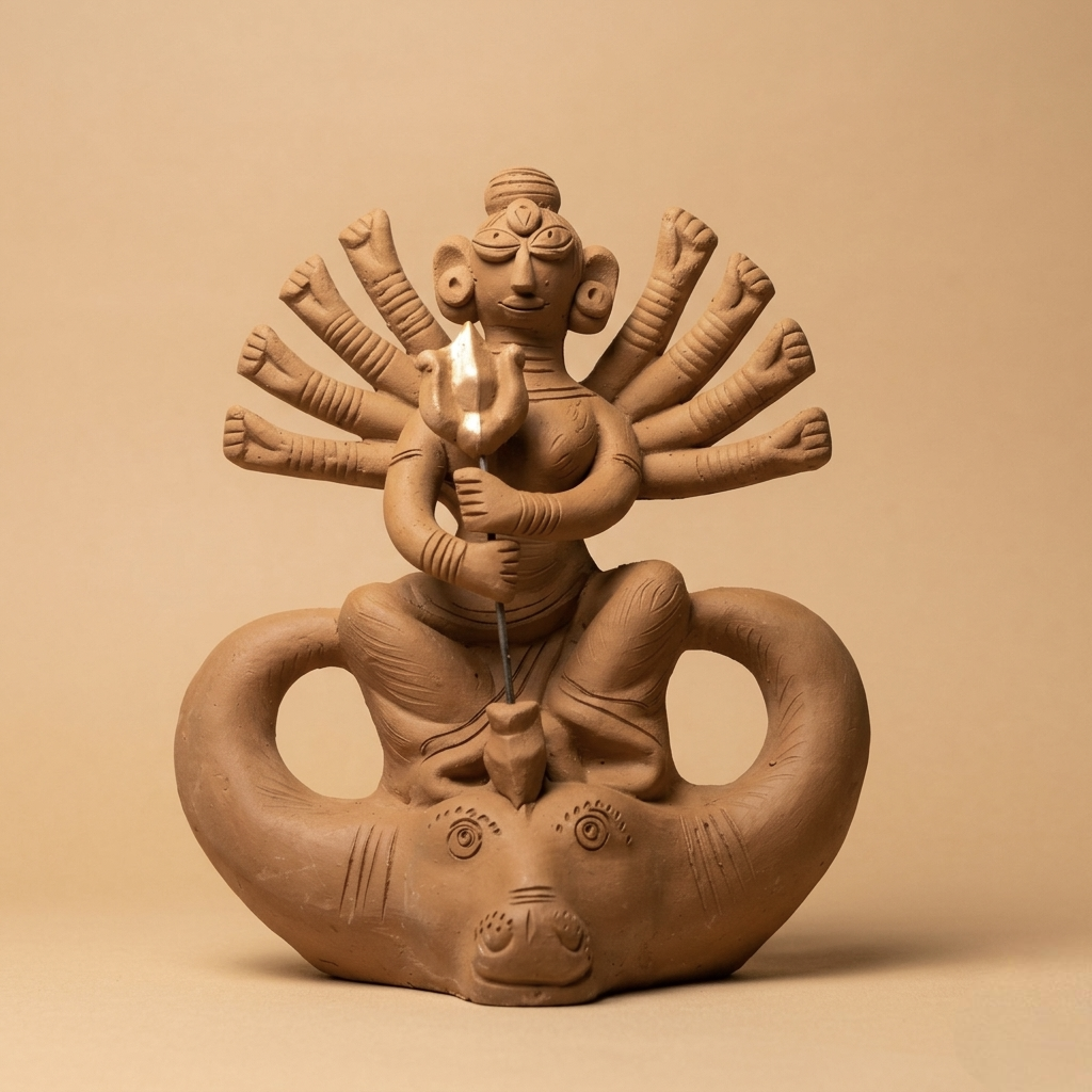Handcrafted Terracotta Maa Durga Idol (MOQ 50pcs)(For Bulk Enquiry, Please contact @8100384587