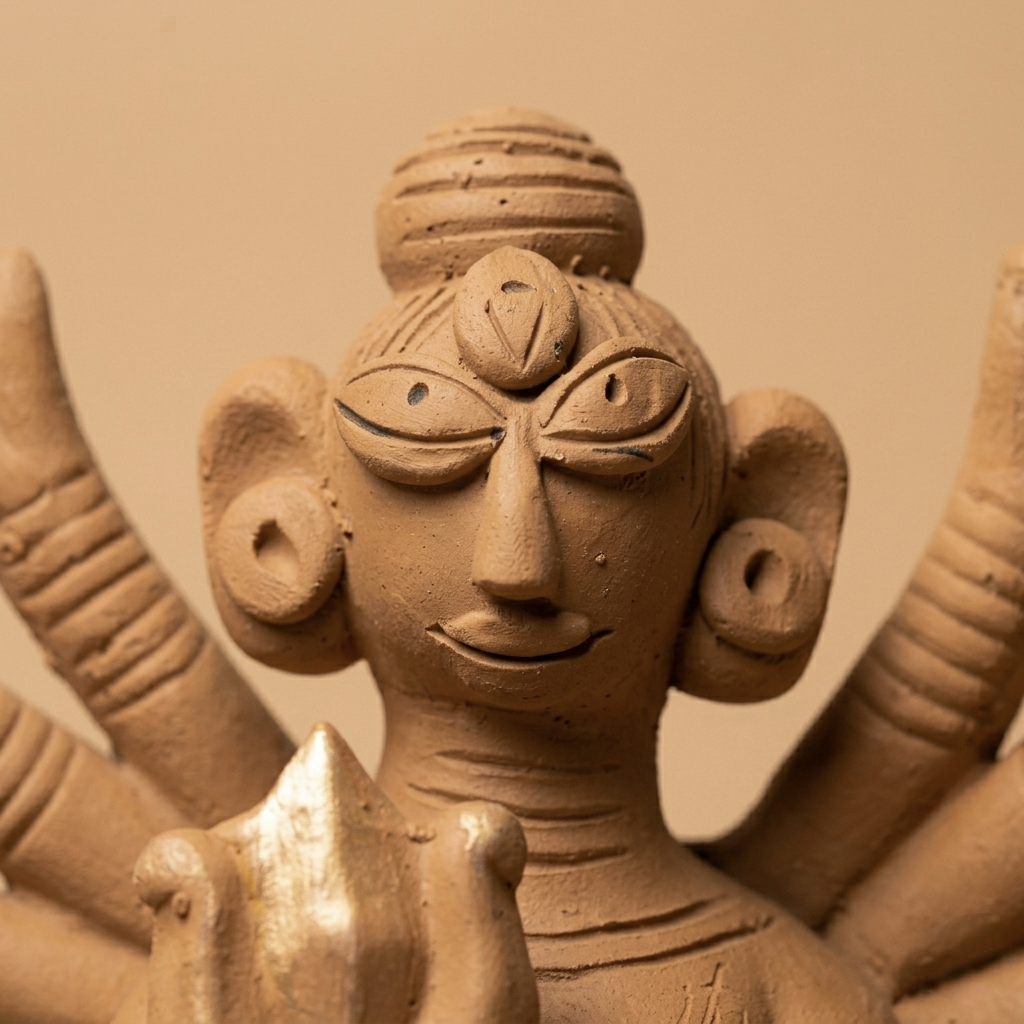 Handcrafted Terracotta Maa Durga Idol (MOQ 50pcs)(For Bulk Enquiry, Please contact @8100384587