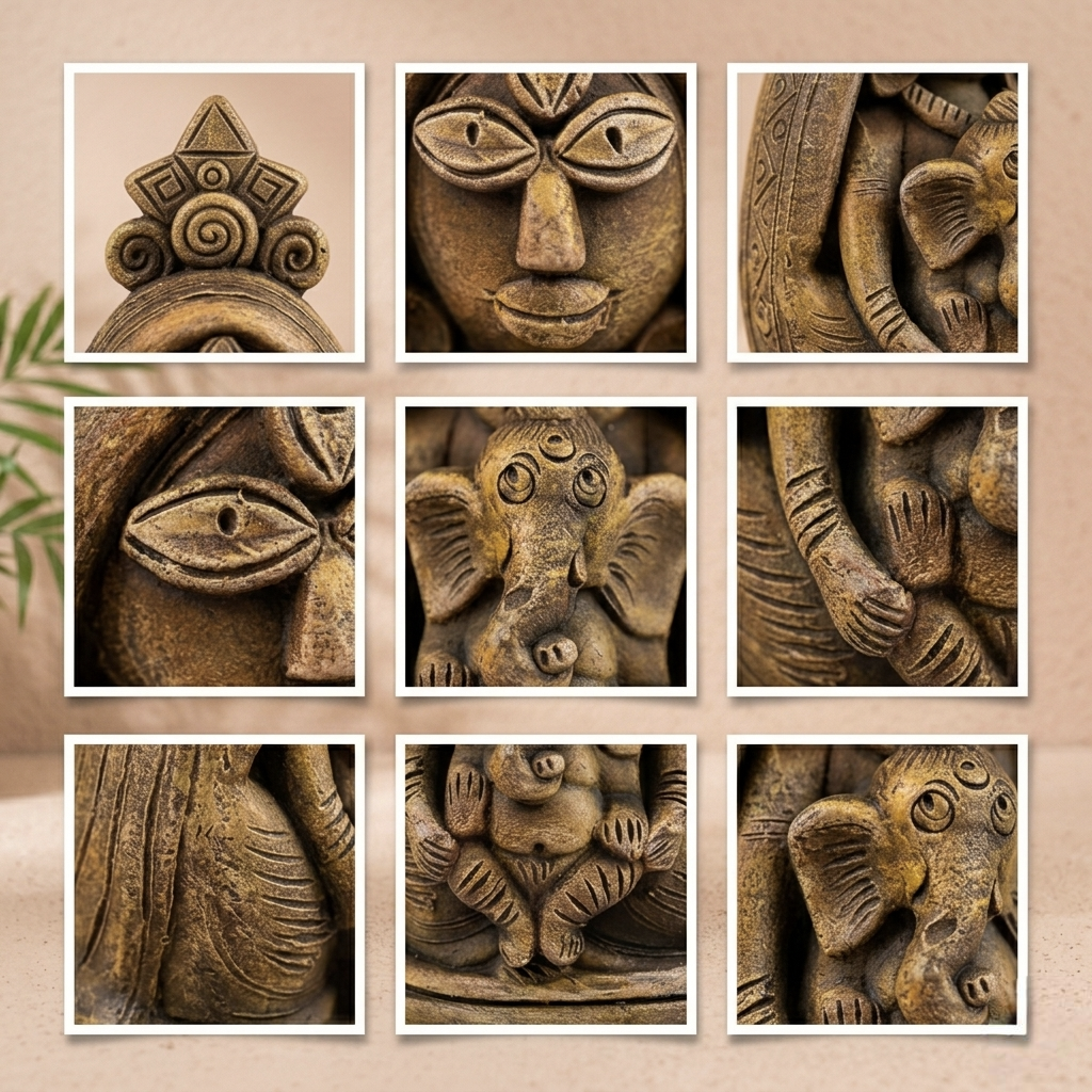 Handcrafted Terracotta Maa Durga with Ganesha Idol (MOQ 50pcs)(For Bulk enquiry, please contact @8100384587