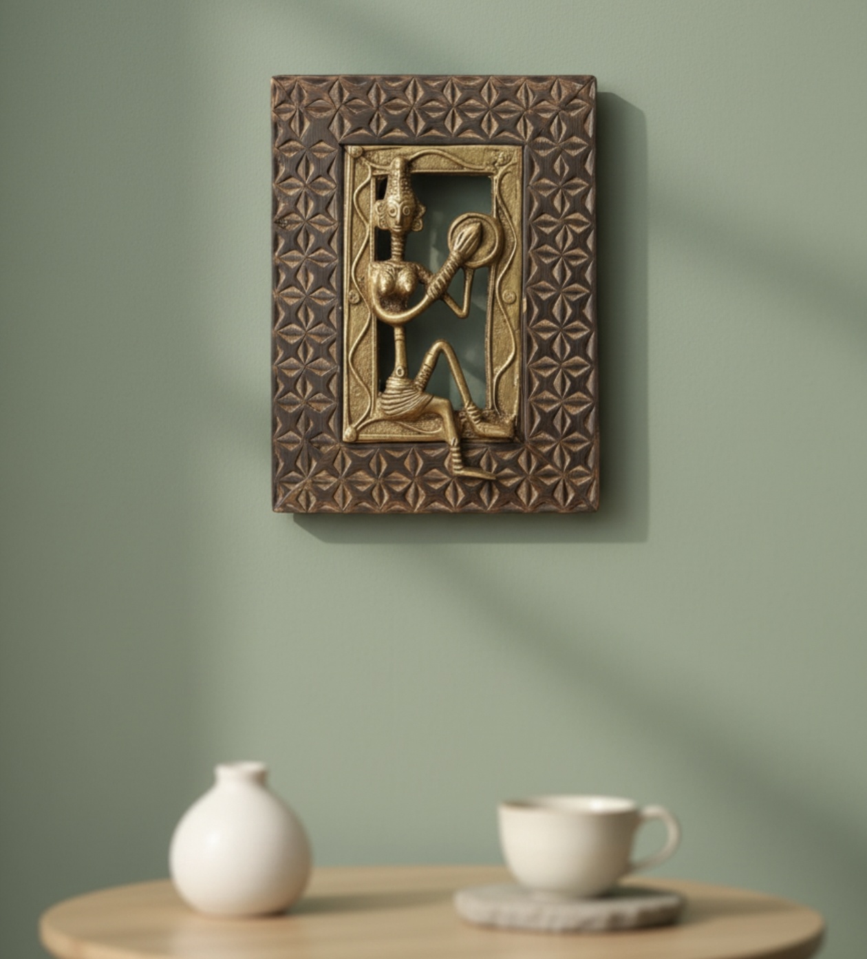 Handcrafted Dokra Musician Wooden Frame (9 x 9 inches | 50 pcs)