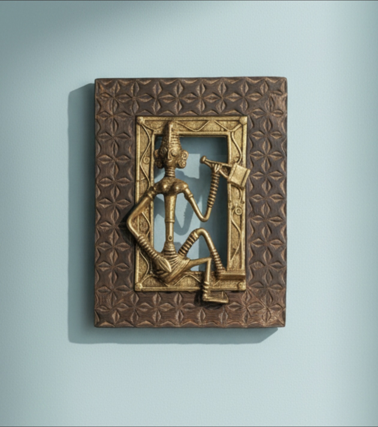 Handcrafted Dokra Musician Wooden Frame (9 x 9 inches | 50 pcs)