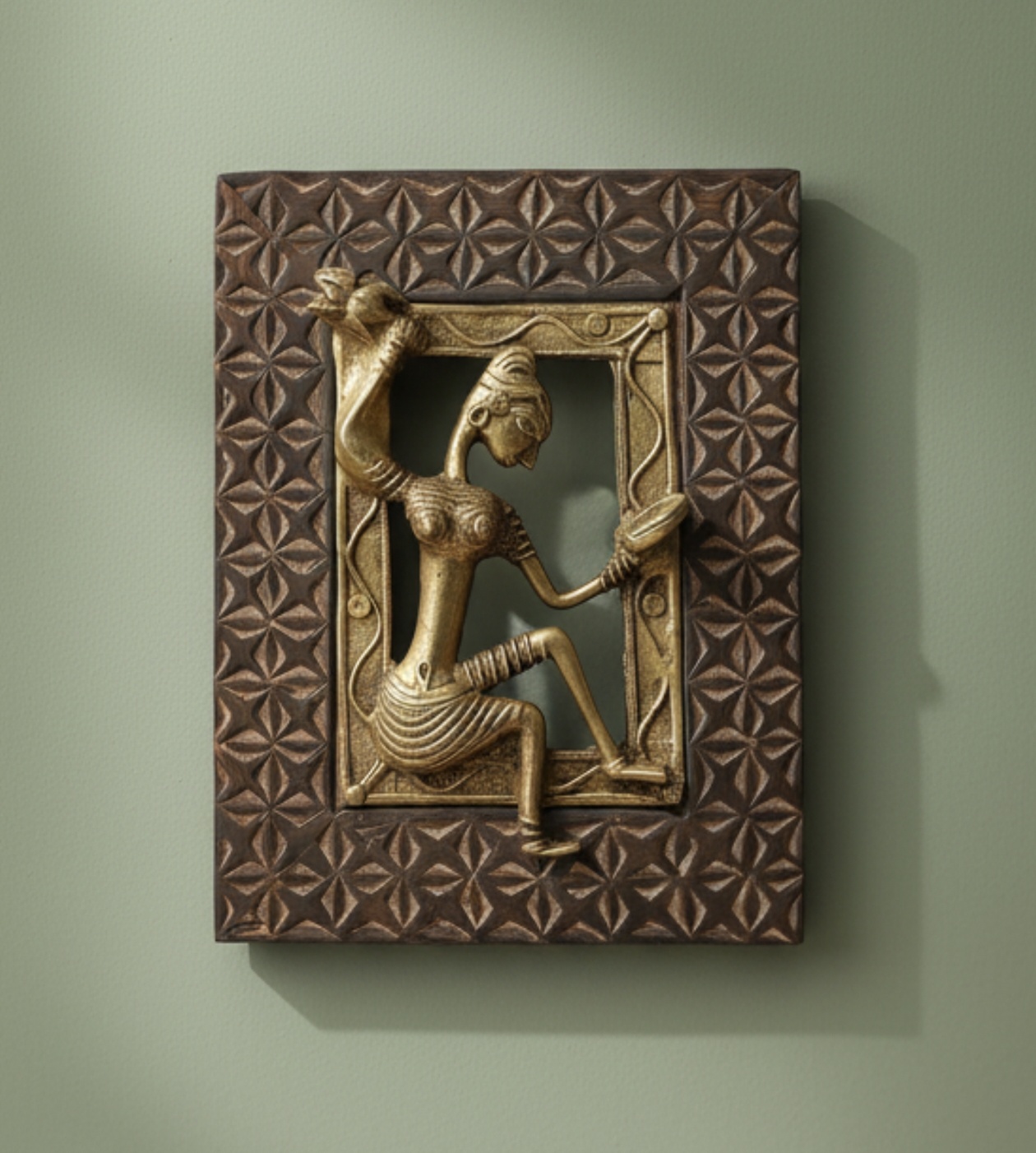 Handcrafted Dokra Musician Wooden Frame (9 x 9 inches | 50 pcs)