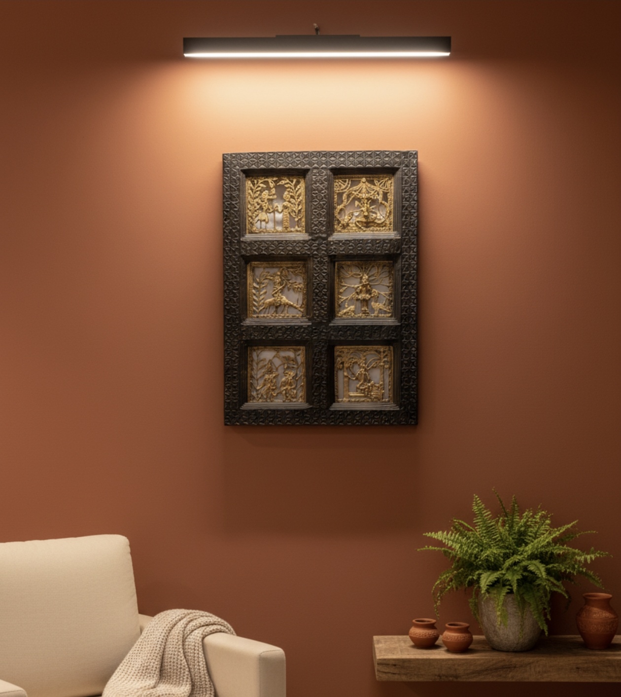 Handcrafted Multi-Panel Dokra Wooden Frame (16 x 24 inches | 50 pcs)