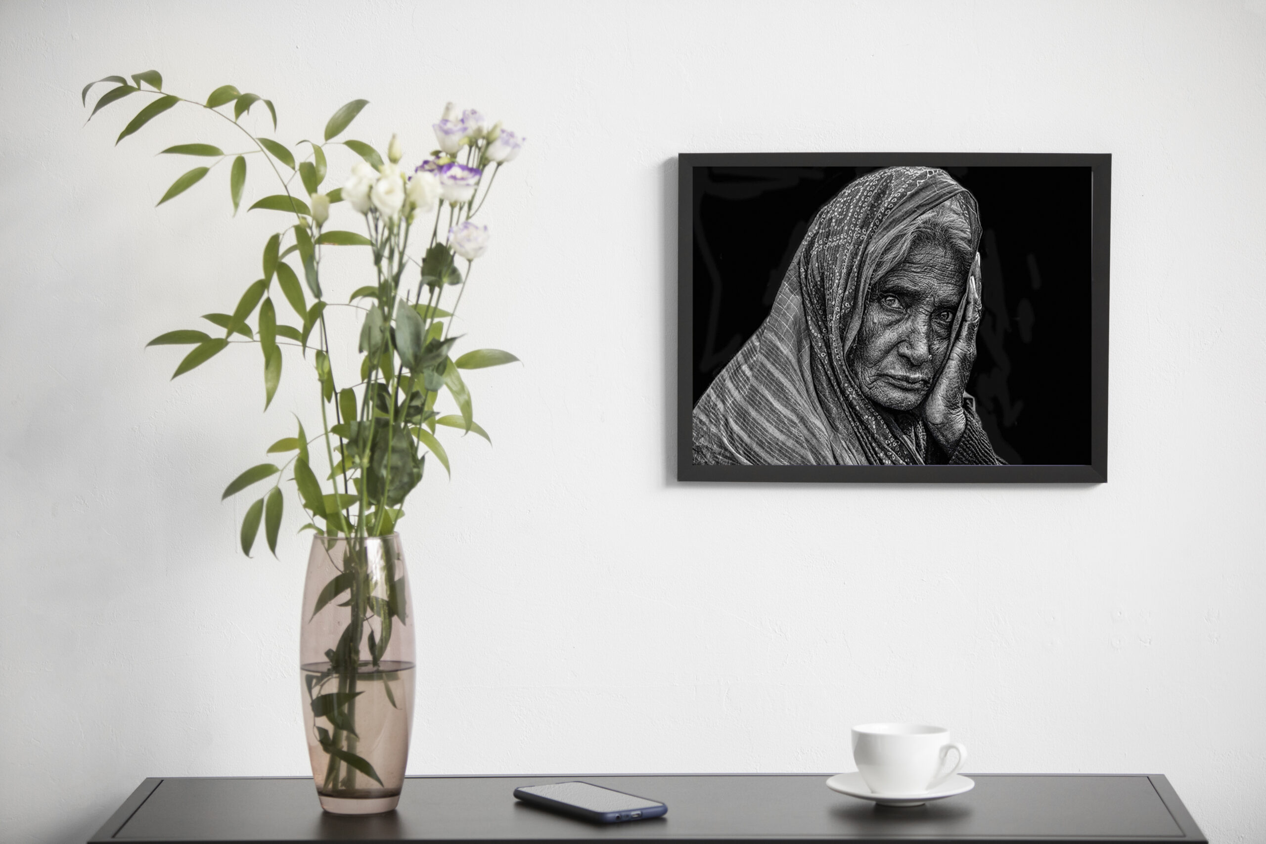 Premium Black & White Portrait Art – "The Silent Chronicle: Old Woman, Gangasagar" by Sayantan Sengupta (8"x12") | Indi Temptation