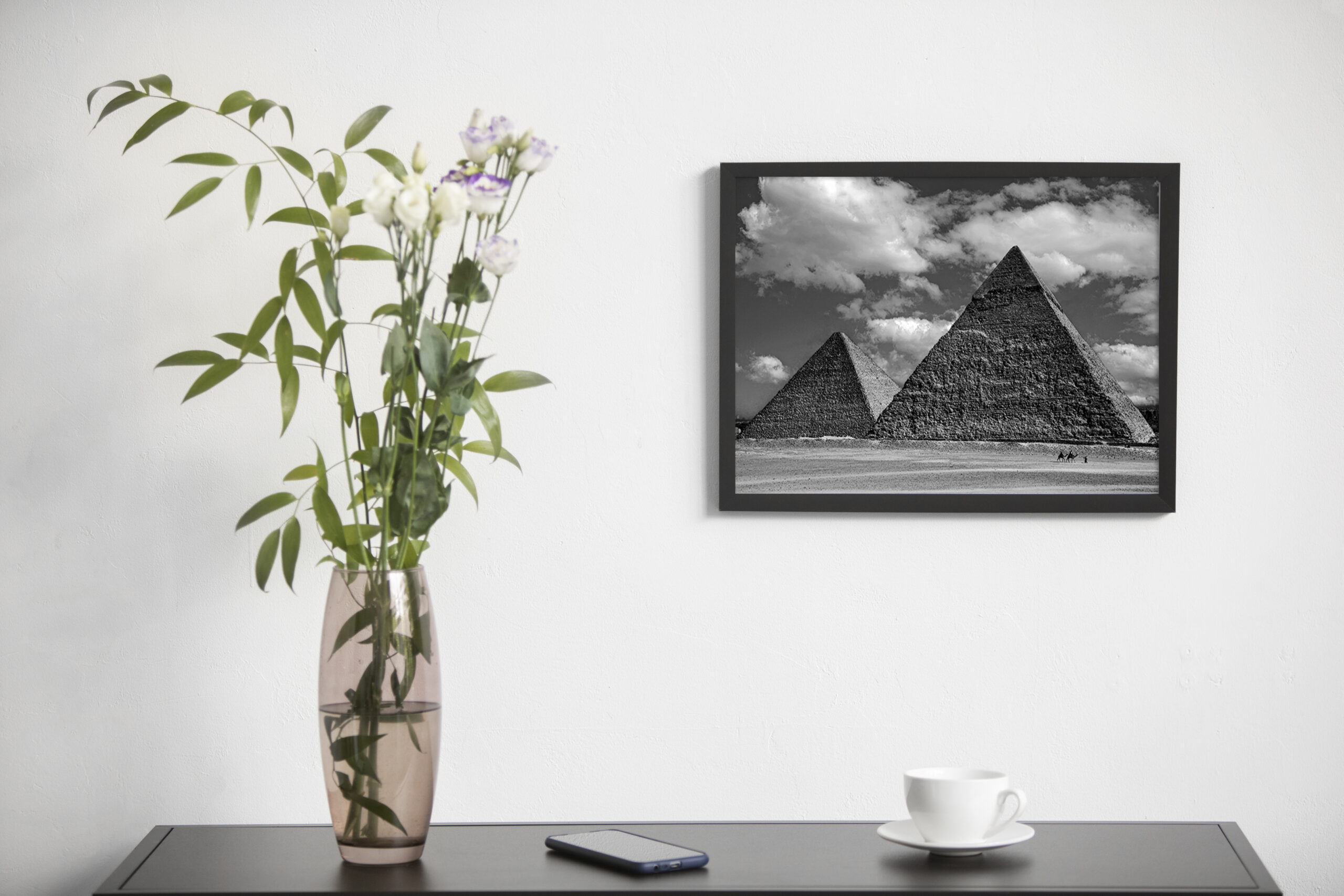Premium Black & White Photographic Art – Timeless Geometry: Pyramids of Cairo by Sayantan Sengupta (8"x12") | Indi Temptation