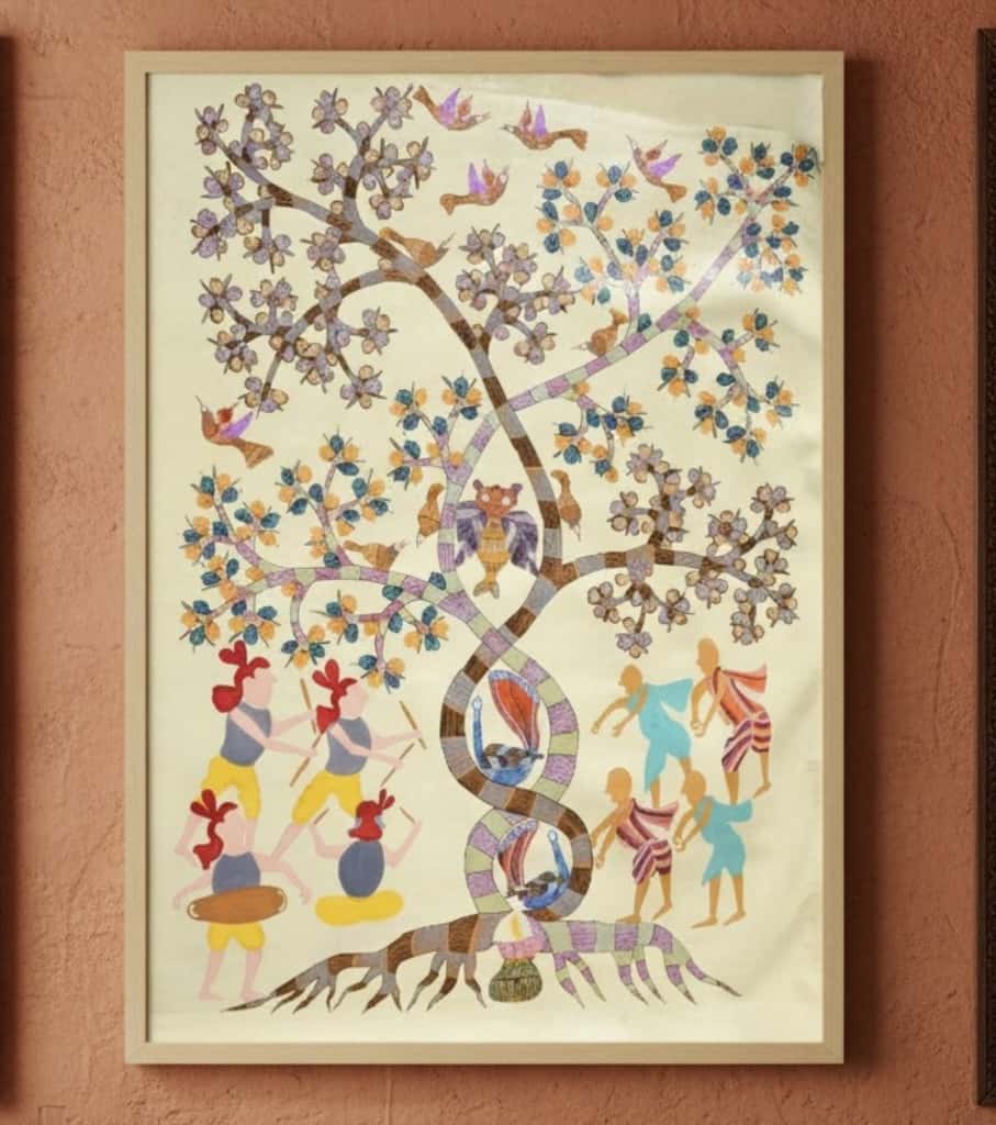 Authentic Handmade Gond "Tree of Life" Painting (36" x 24") | Premium Tribal Folk Art | Indi Temptation