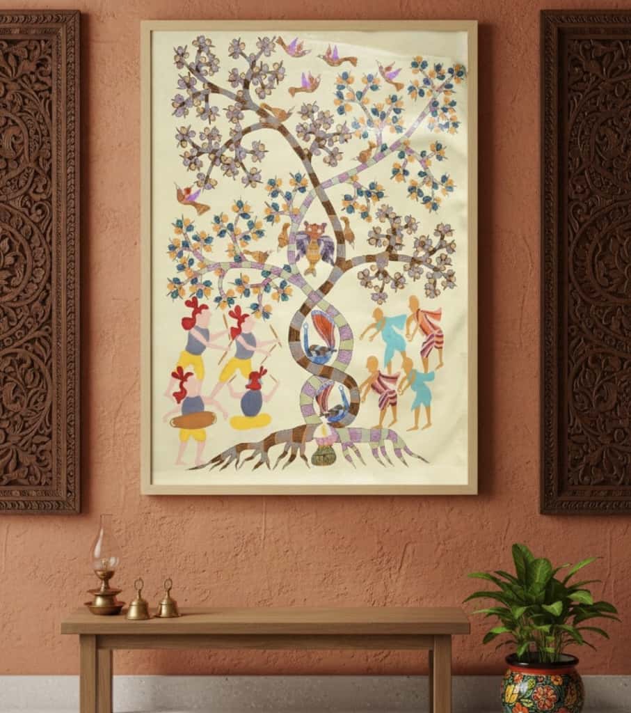 Authentic Handmade Gond "Tree of Life" Painting (36" x 24") | Premium Tribal Folk Art | Indi Temptation