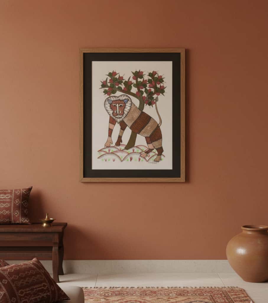 Authentic Gond Painting: "Majestic Monkey & Tree Art" | Handmade Tribal Folk Art (11" x 15") | Indi Temptation