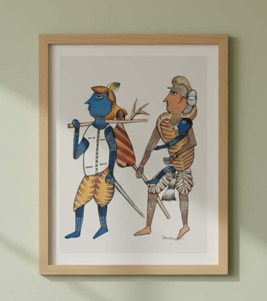 Authentic Gond Painting: "Tribal Family Journey Scene" | Premium Handmade Folk Art (11" x 15") | Indi Temptation