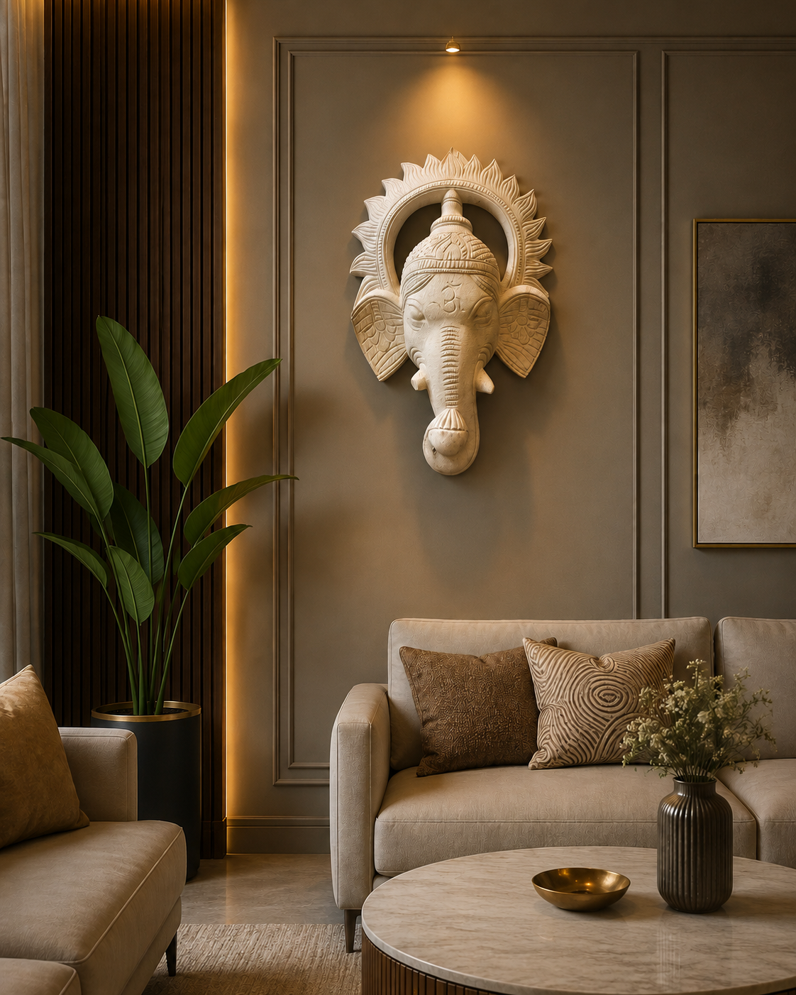 Ganesha Gomira Mask 18" – Wooden Wall Art