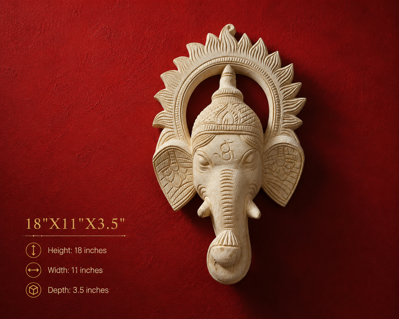 Ganesha Gomira Mask 18" – Wooden Wall Art