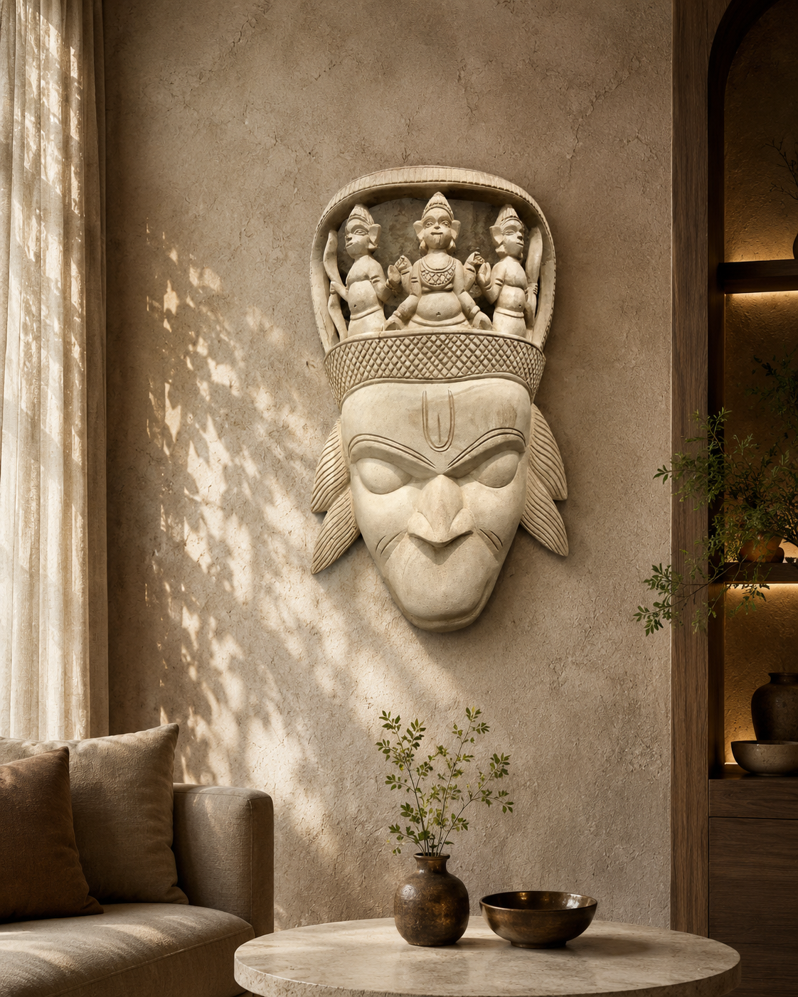 Hanuman with Bhadrakali, Ram & Lakshman Gomira Mask