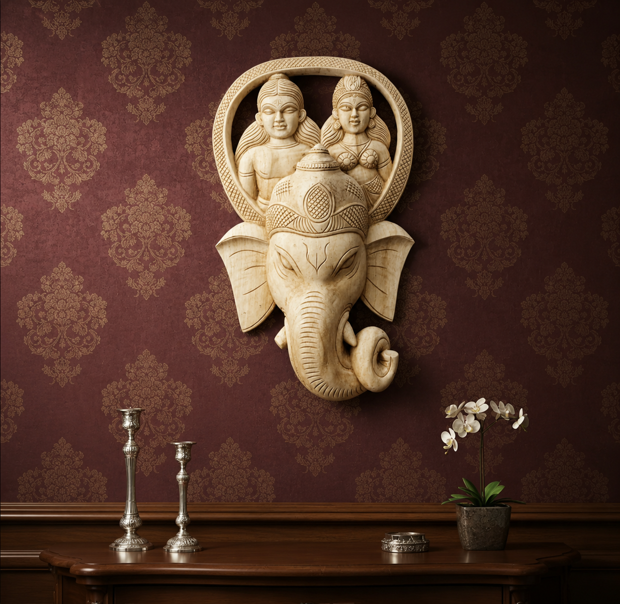 Ganesh Ji, Shiva & Parvati Gomira Mask