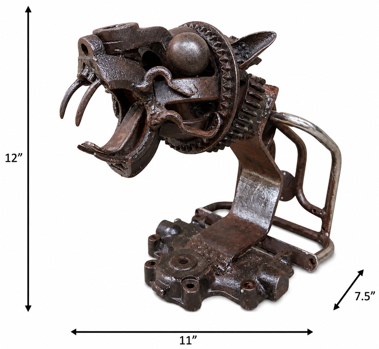 Metal Wolf Head Sculpture