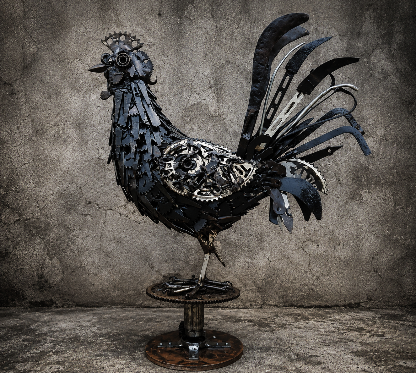 Rooster Scrap Metal Sculpture