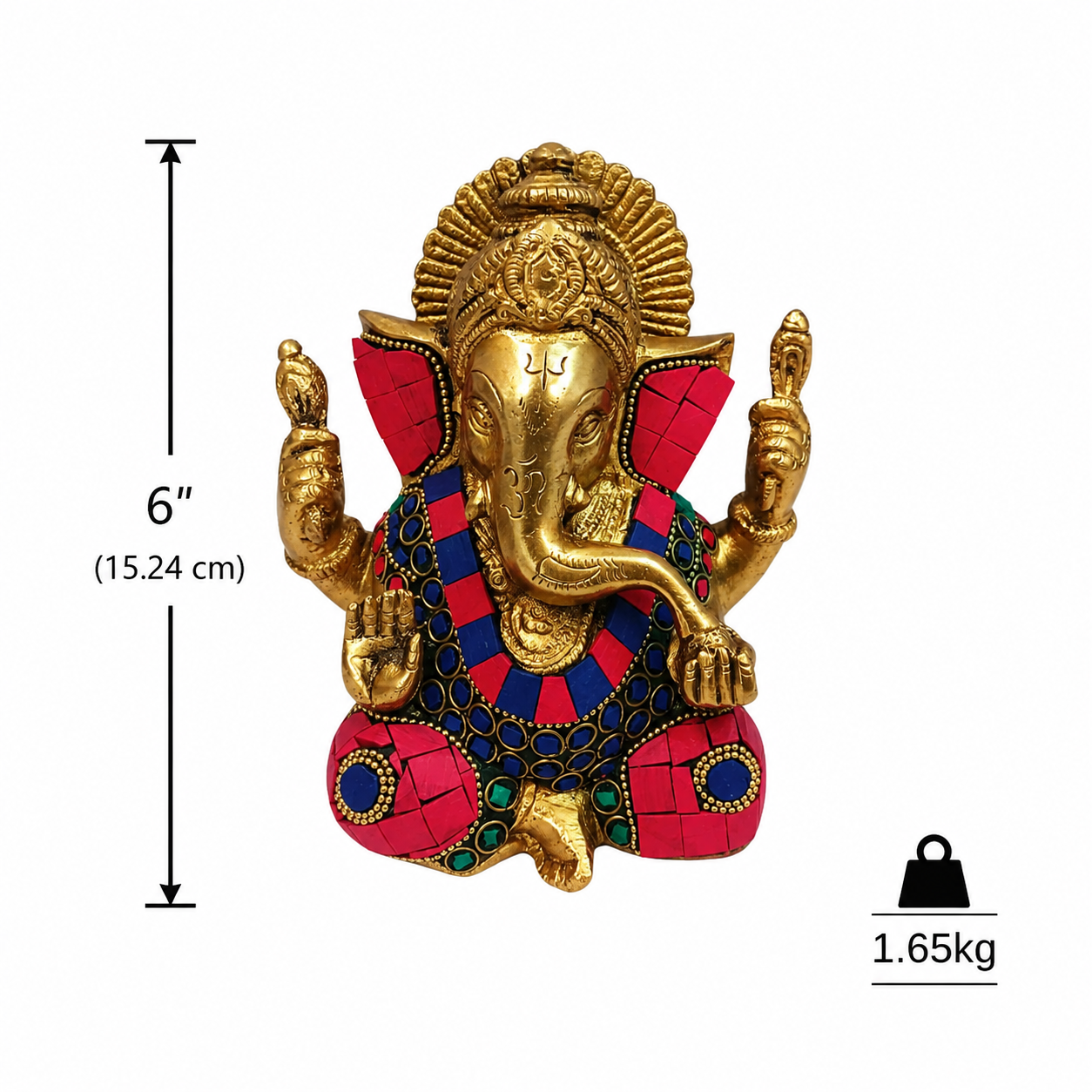 Ganesha with Stone Inlay(6")