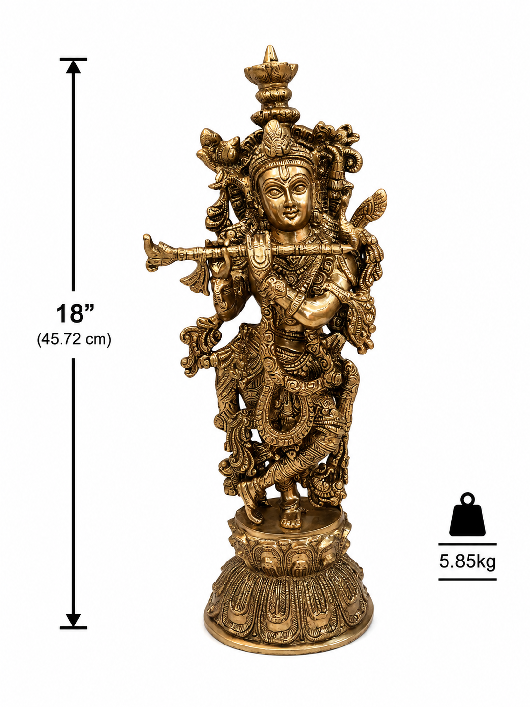 Brass Krishna Idol (18")