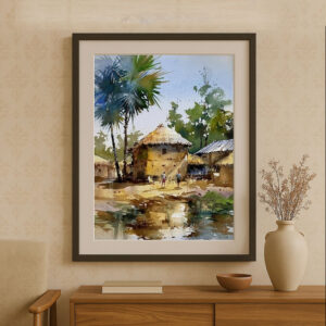 Gramer Bari – A4 Watercolor Painting by Ranjan Kurmi