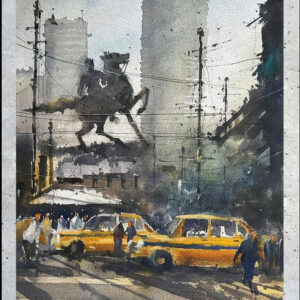 Shyambazar Netaji Murti– A3 Watercolor by Ranjan Kurmi