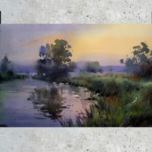Twilight Reflections – A3 Watercolor by Ranjan Kurmi