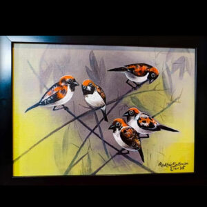 "Chirping Harmony" – Hand-Painted Acrylic Artwork by Rakhi Mukherjee