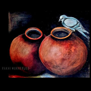 "Earthen Companionship" – Hand-Painted Acrylic Artwork by Rakhi Mukherjee