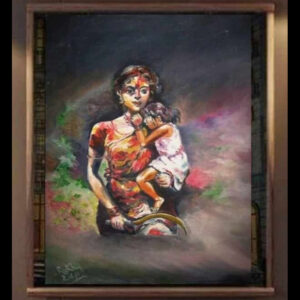 "Strength in Tenderness" – Handcrafted Oil Painting by Rakhi Mukherjee