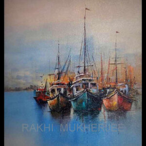 Harbour Hues – Acrylic Canvas Painting by Rakhi Mukherjee