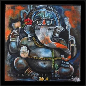 Divine Presence – Lord Ganesha Mixed Media Painting by Rakhi Mukherjee