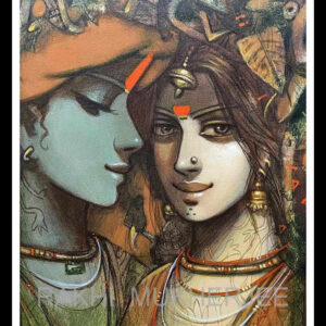 Eternal Bond – Radha Krishna Acrylic Painting by Rakhi Mukherjee