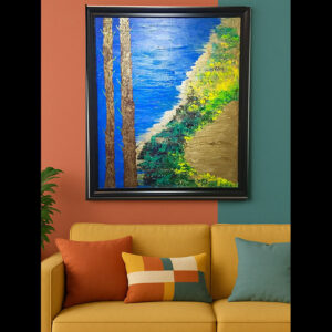 Golden Riverside Escape – Acrylic Canvas Art by Samhita Bhowmik