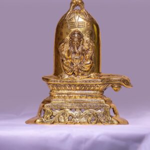 Lord Ganesha on Shivling – Antique Brass Metal Idol