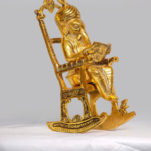 Lord Ganesha in Brass Reading in Rocking Chair – Antique Finish