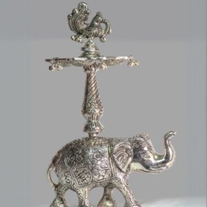 Elephant Diya in alloy with Silver Finish – Intricately Handcrafted