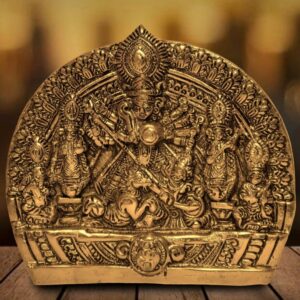 Durga Family Idol in Alloy Metal [Wall hanging]