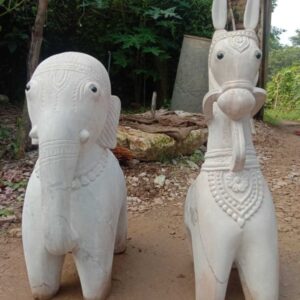 Soapstone carving  - Elephant & Horse Pair