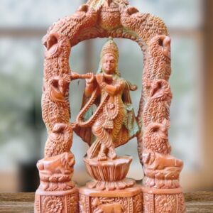 Odisha Soapstone Carving - Krishna with Peacocks